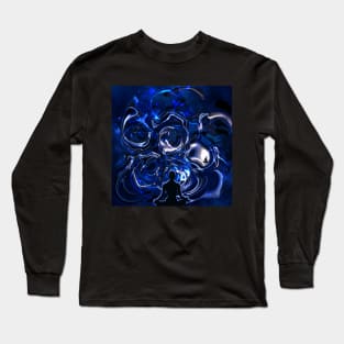 The Blue & Black Meditator -  Abstract Design 2 Long Sleeve T-Shirt